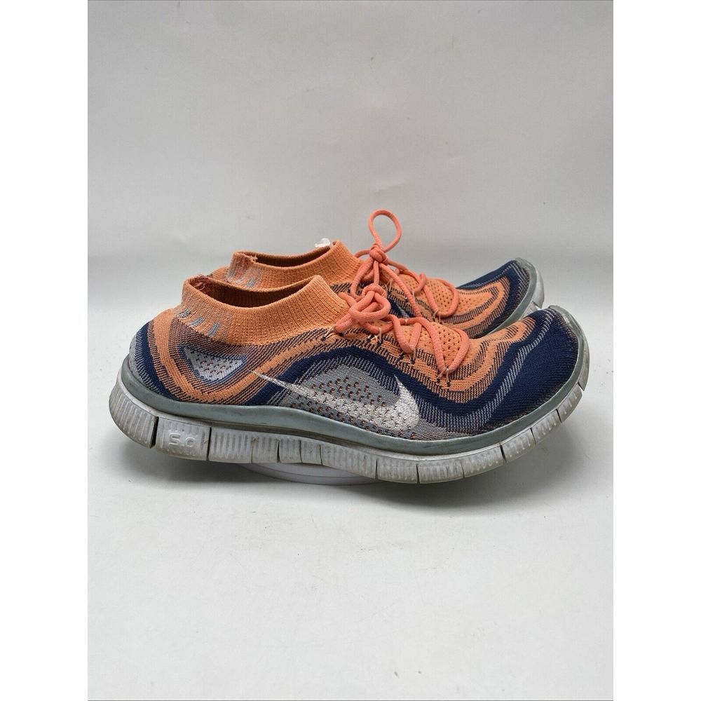 Nike Free 5.0 Flyknit Women Size 9.5 Orange Athletic Trainers 3807